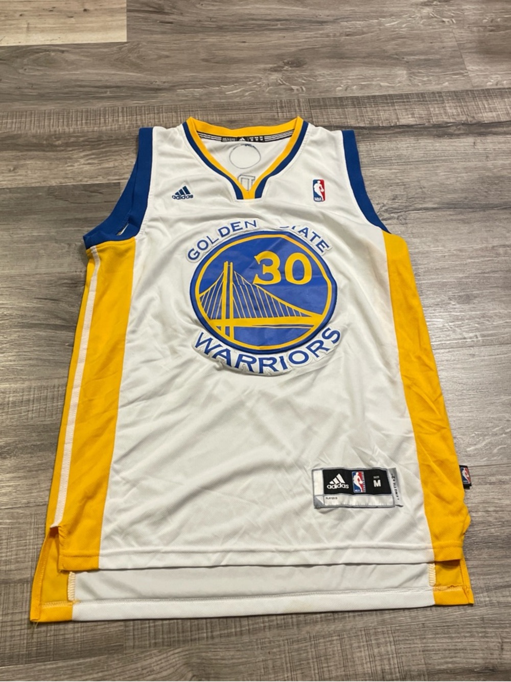 Adidas Golden State Warriors White & Yellow NBA Jersey curry